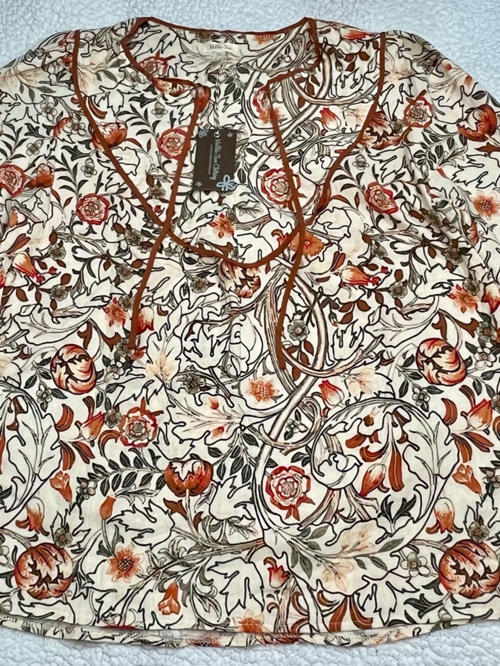 Floral Blouse in Cream and Rust